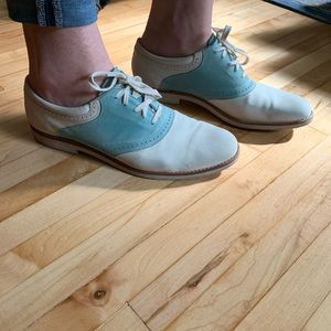 Santoni • Italian • LEATHER oxford saddle shoes •